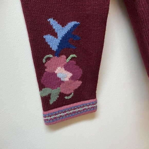 Tog Shop Cardigan Sweater Wool Blend Knit Floral - Picture 3 of 7
